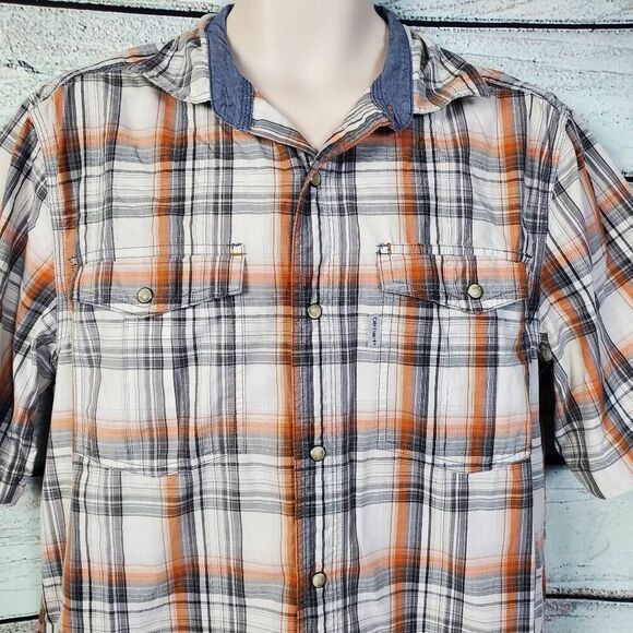 Carhartt Plaid Short Sleeve Button Up Shirt Men’s Medium Relaxed Fit Workwear - Picture 2 of 7